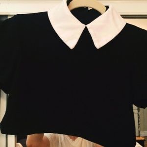 Deandri black and white collared shirt gothic